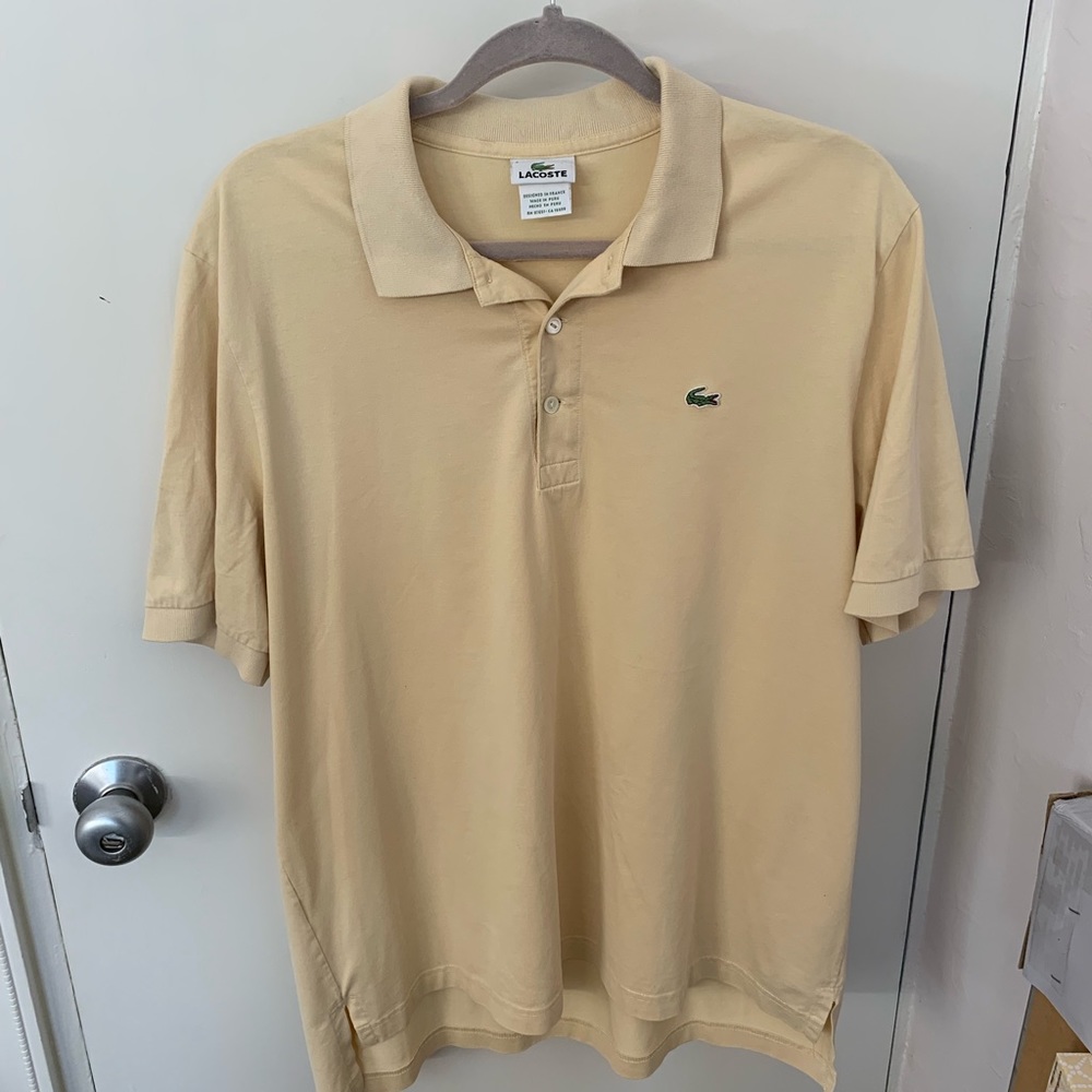 Lacoste Polo Shirt Beige Green Crocodile